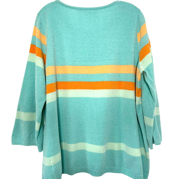 Soft Surroundings Womens Popover Sweatshirt Blue Striped Terry Cloth Top Size XL - Picture 2 of 10
